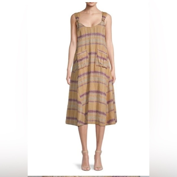 Free People Dresses & Skirts - FREE PEOPLE HARPER STRIPED MIDI DRESS MUSTARD Sz M